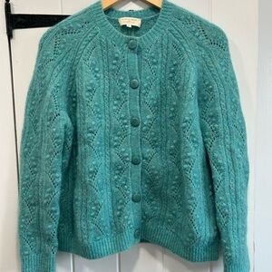 Sezane Magda Teal Cable Knit Women's Sweater